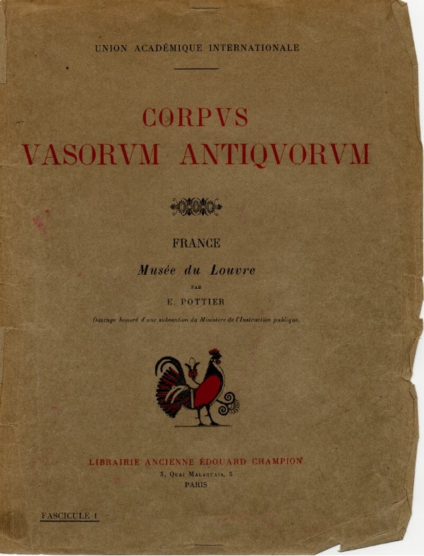 Edmond Pottier, Corpus Vasorum Antiquorum, vol. 1, éd. Edouard Champion, Paris, 1922.